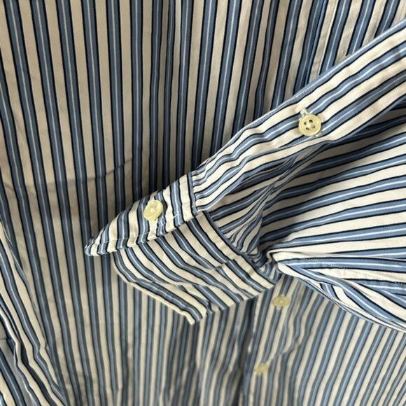 Polo by Ralph Lauren Classic Fit Blue Vertical Stripes Button Down Shirt, Sz XL - Picture 6 of 14